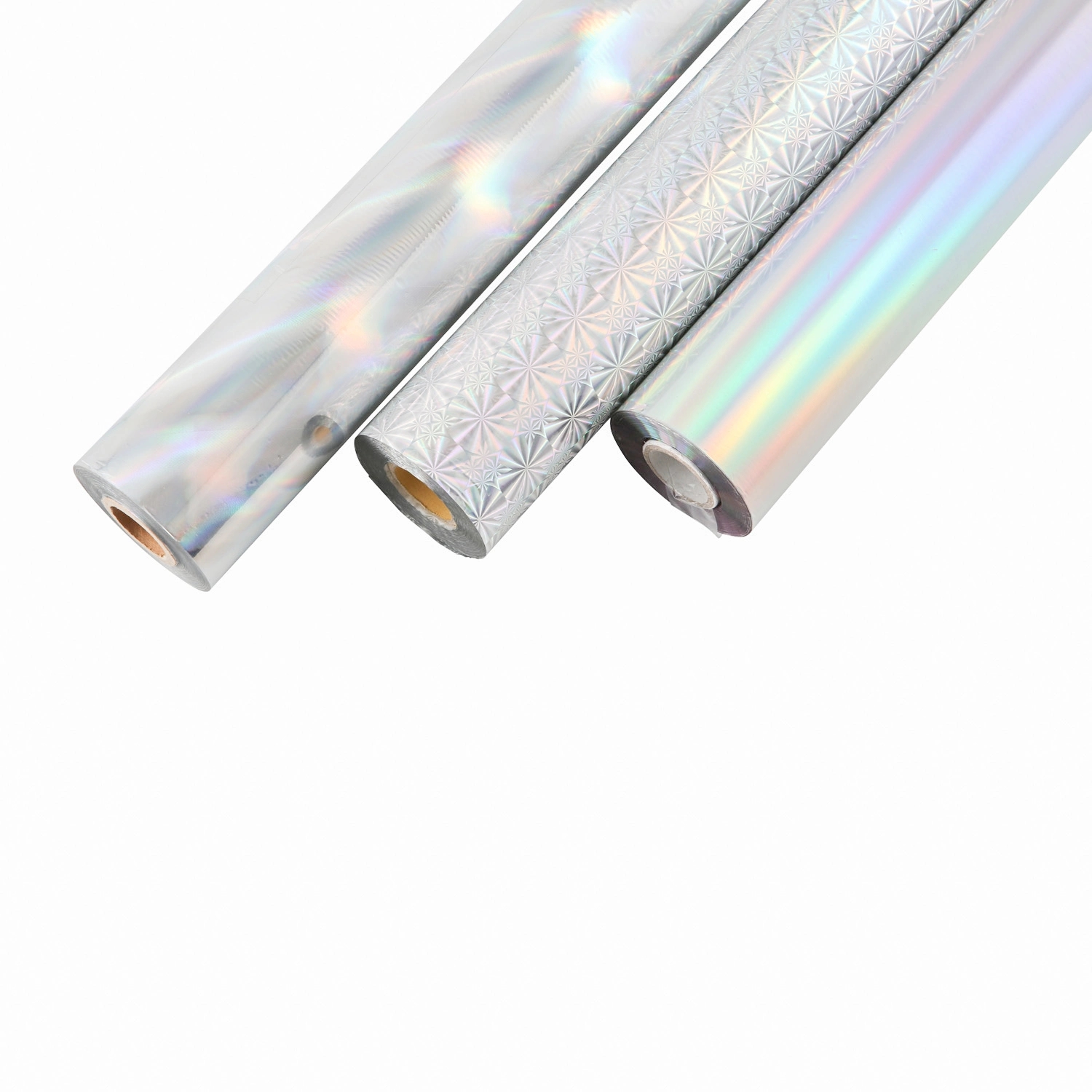 lamina per stampa a caldo arcobaleno senza cuciture ad alta brillantezza olografica in argento per la stampa di scatole